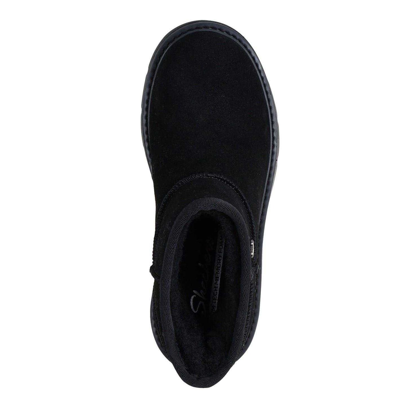 Black - Side - Skechers Womens-Ladies Cozy Suede Slip-In Ankle Boots