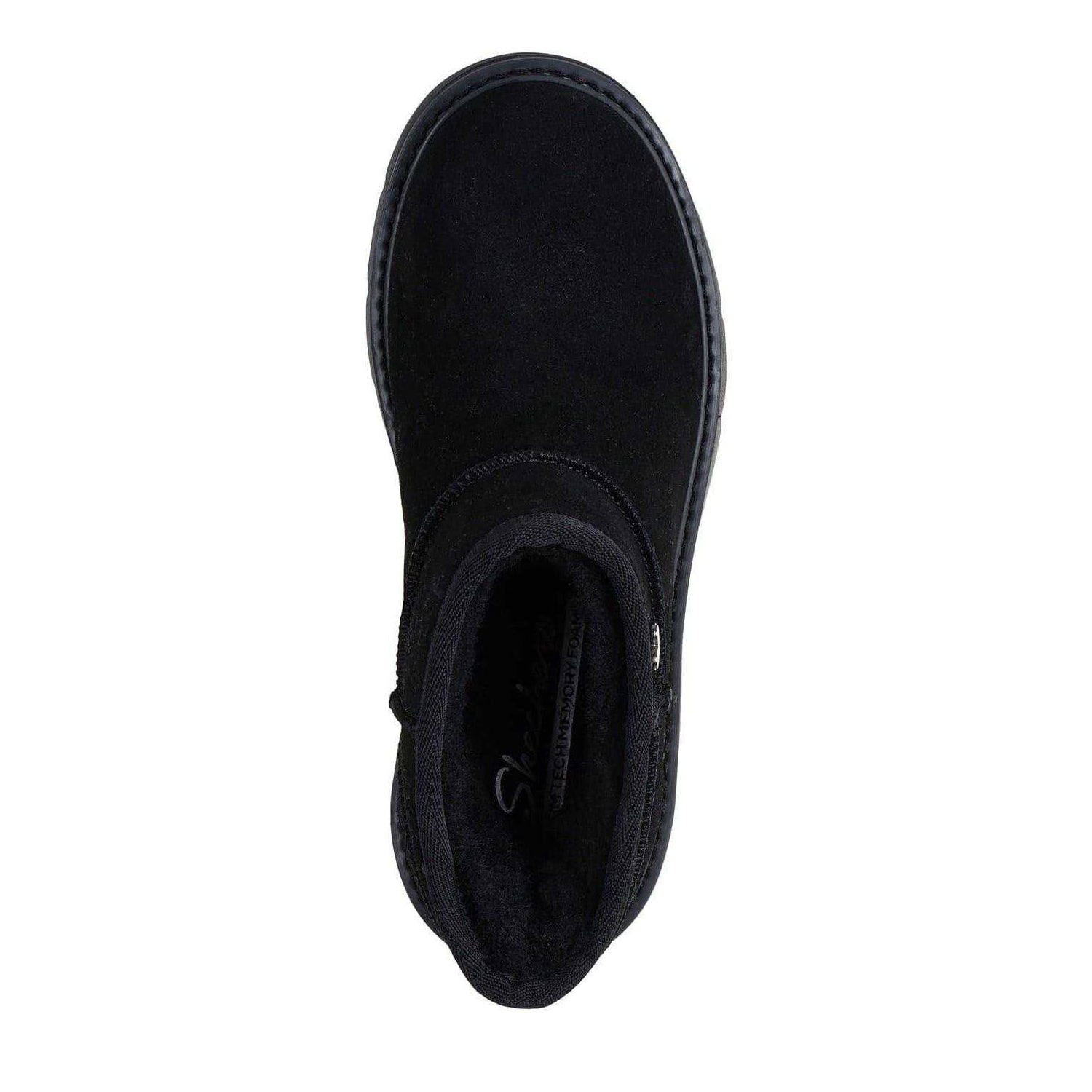 Black - Side - Skechers Womens-Ladies Cozy Suede Slip-In Ankle Boots
