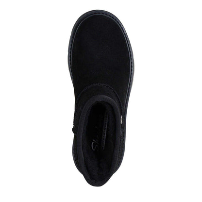 Black - Side - Skechers Womens-Ladies Cozy Suede Slip-In Ankle Boots