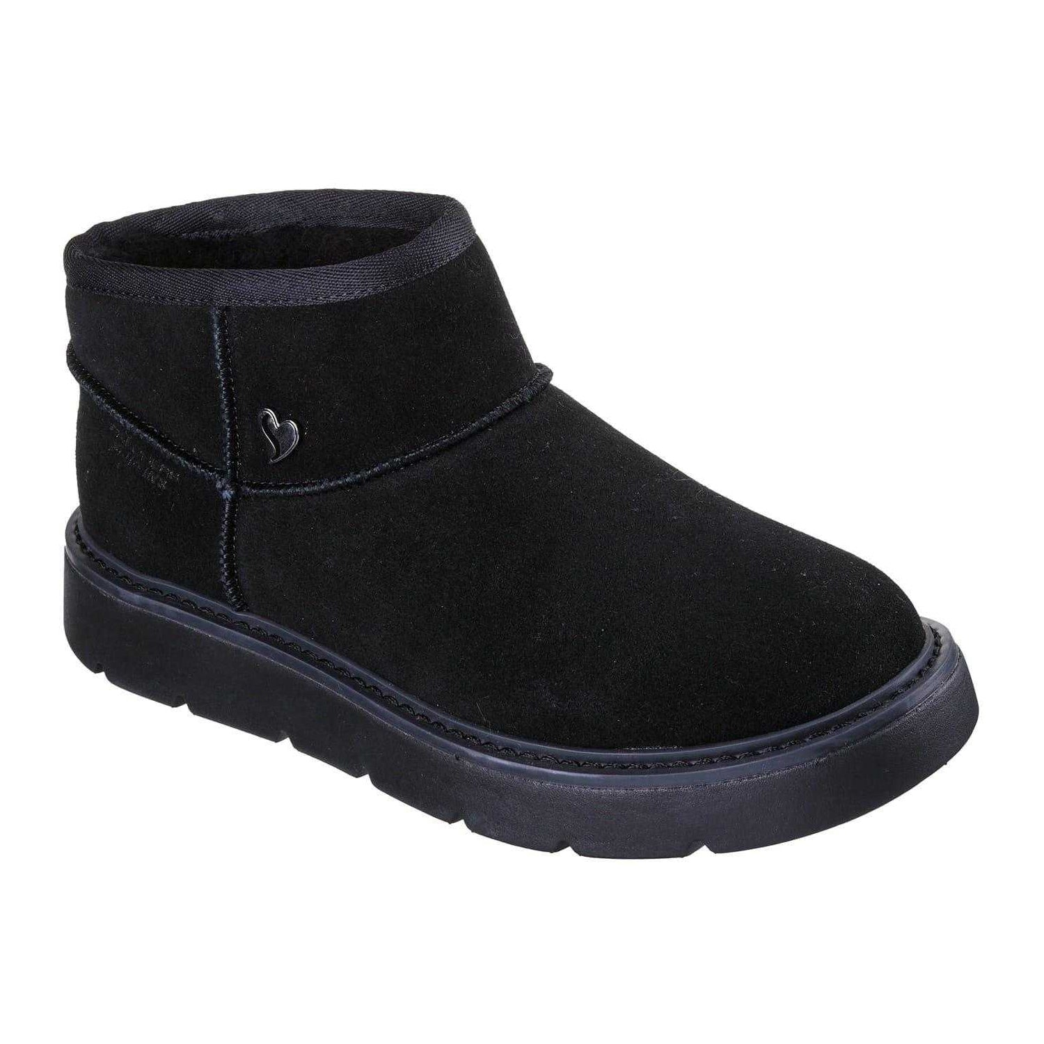 Black - Pack Shot - Skechers Womens-Ladies Cozy Suede Slip-In Ankle Boots