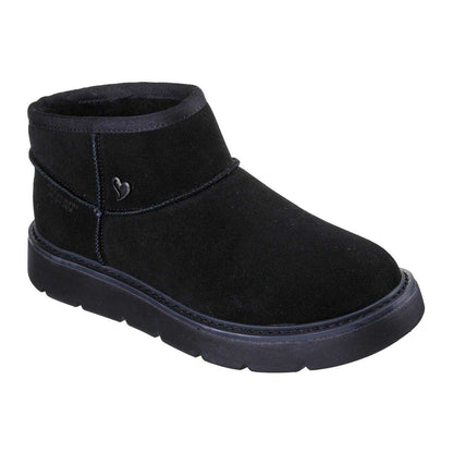 Black - Pack Shot - Skechers Womens-Ladies Cozy Suede Slip-In Ankle Boots