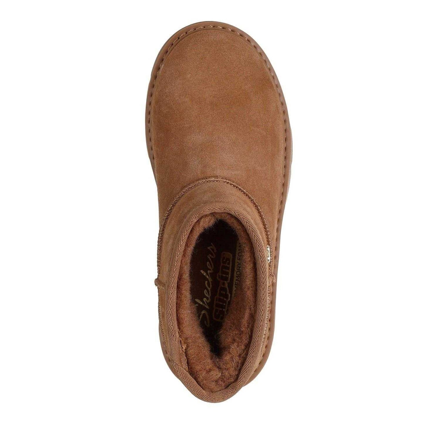 Chestnut - Side - Skechers Womens-Ladies Cozy Suede Slip-In Ankle Boots