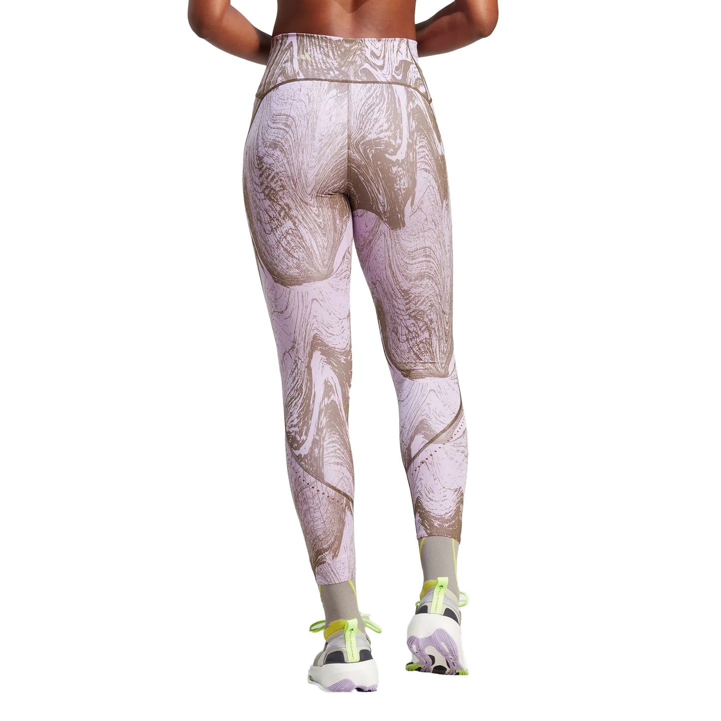 Purple - Back - Adidas Womens-Ladies Marble Leggings