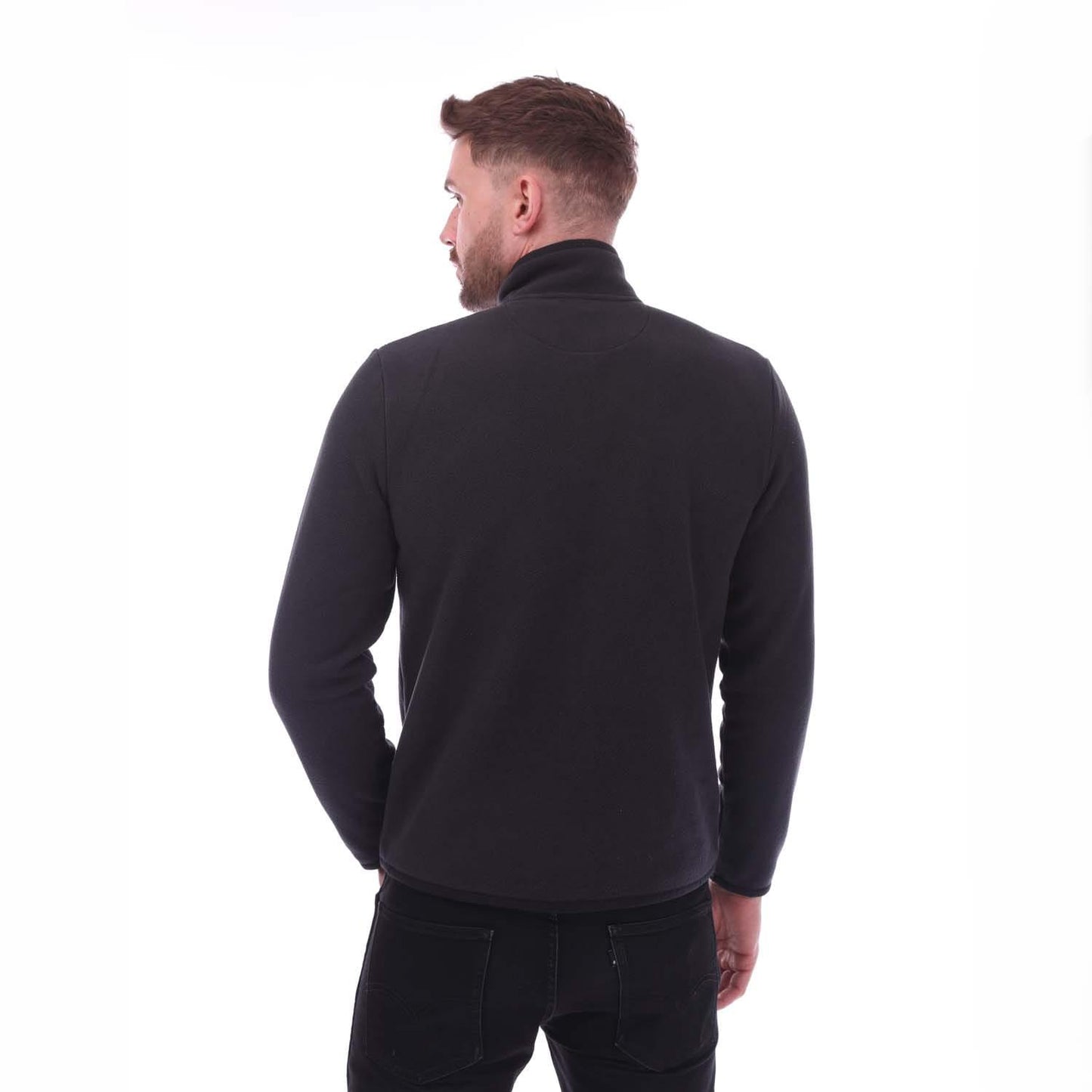 Navy - Back - Farah Mens Rush Quarter Zip Fleece Top