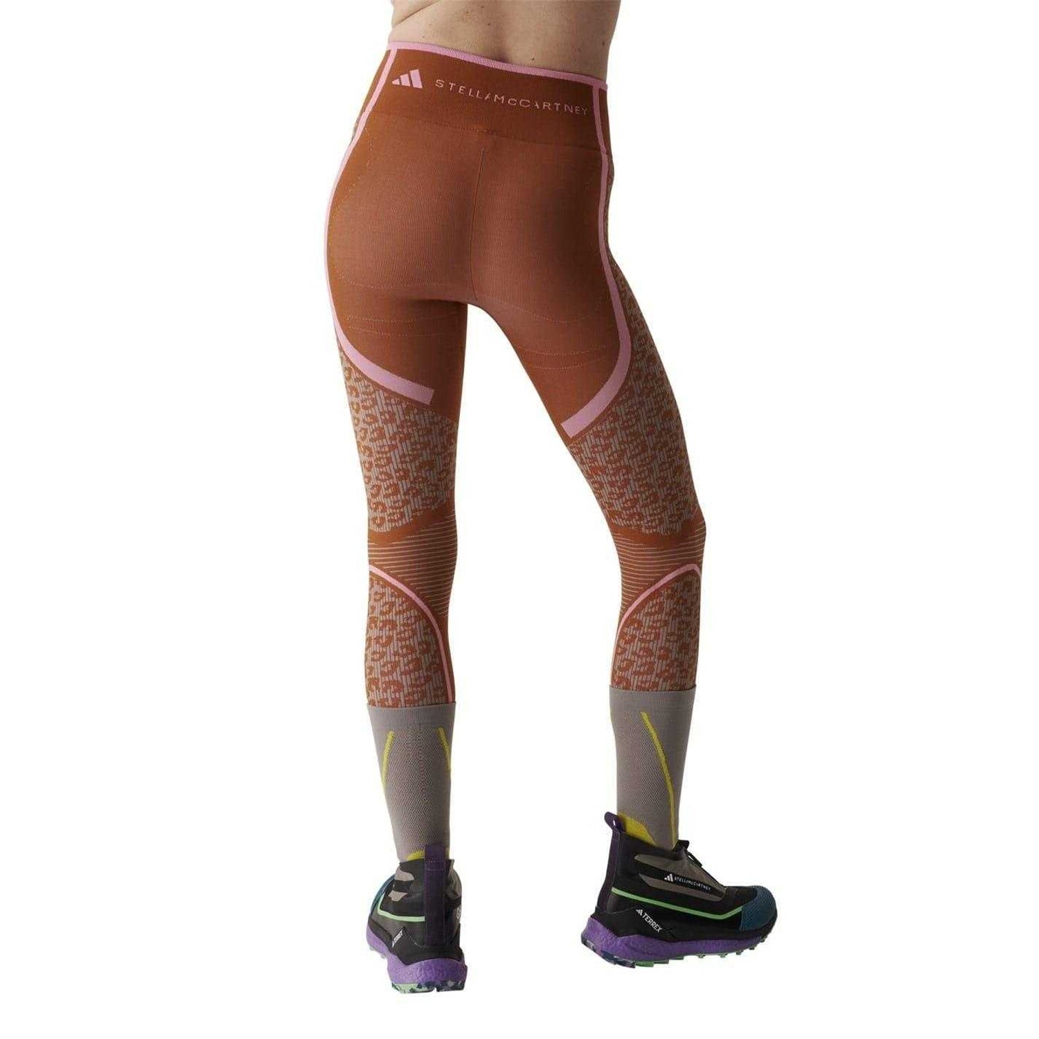 Brown - Back - Adidas Womens-Ladies Stella McCartney Geometric Shaping Leggings
