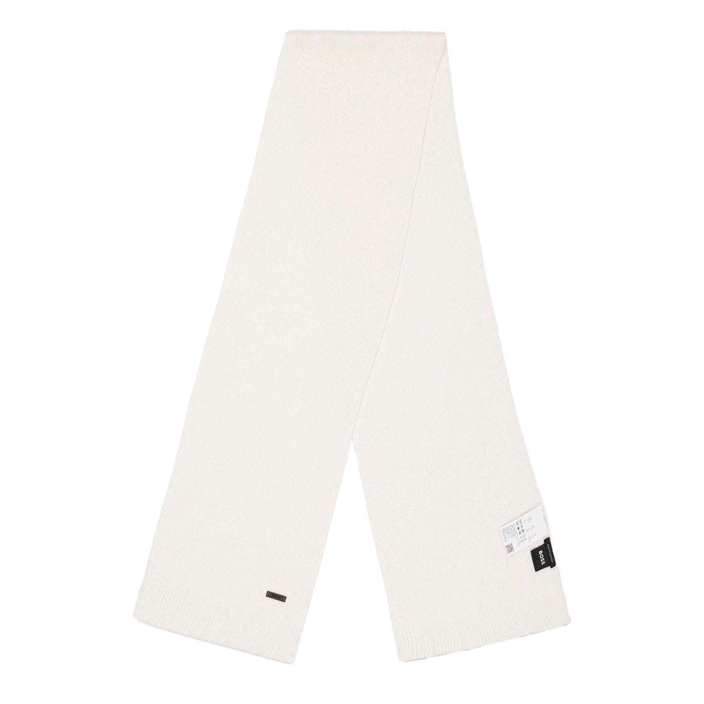 White - Front - Boss Albas Knitted Midweight Scarf