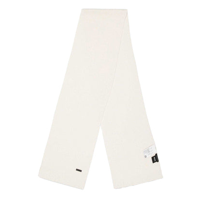 White - Front - Boss Albas Knitted Midweight Scarf