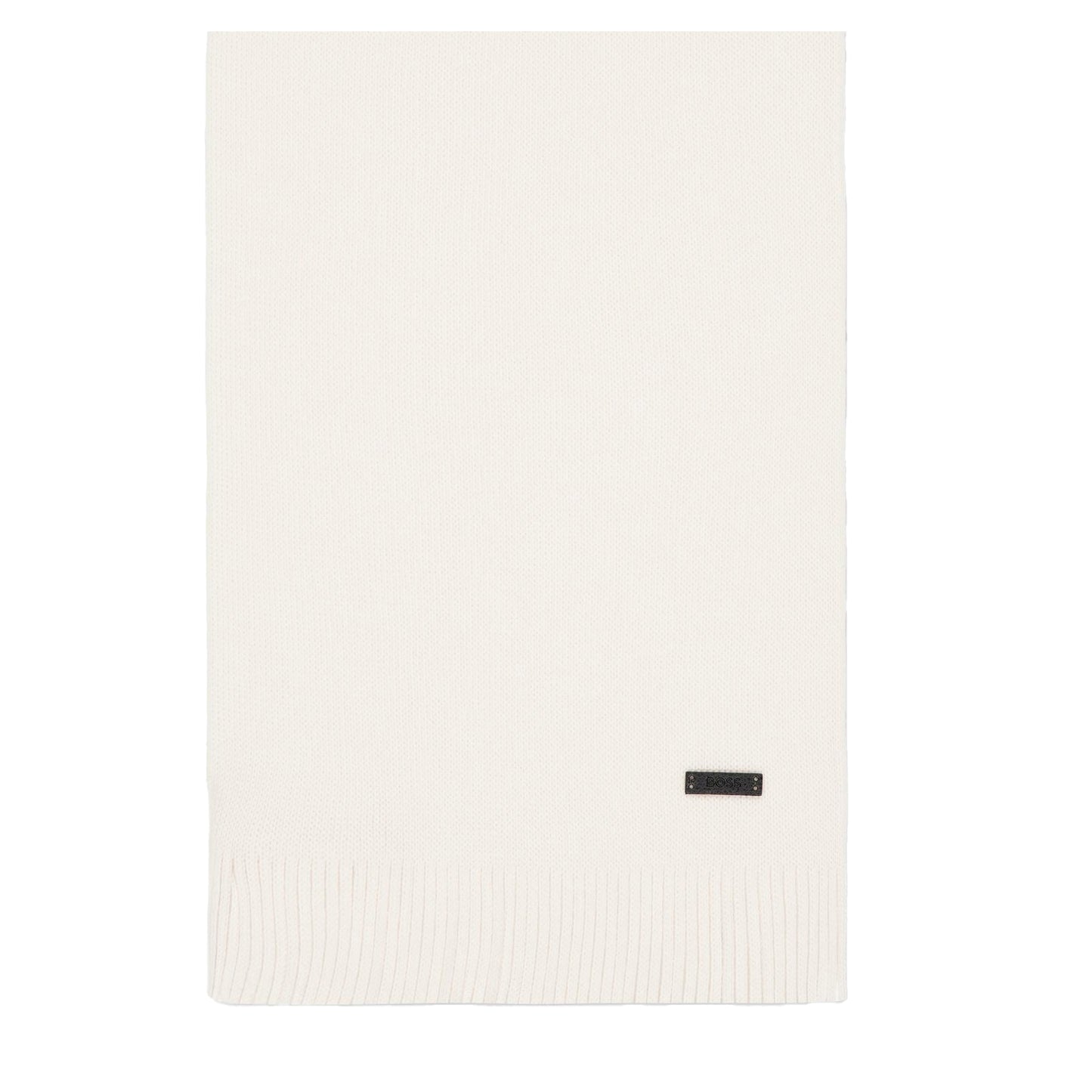 White - Back - Boss Albas Knitted Midweight Scarf