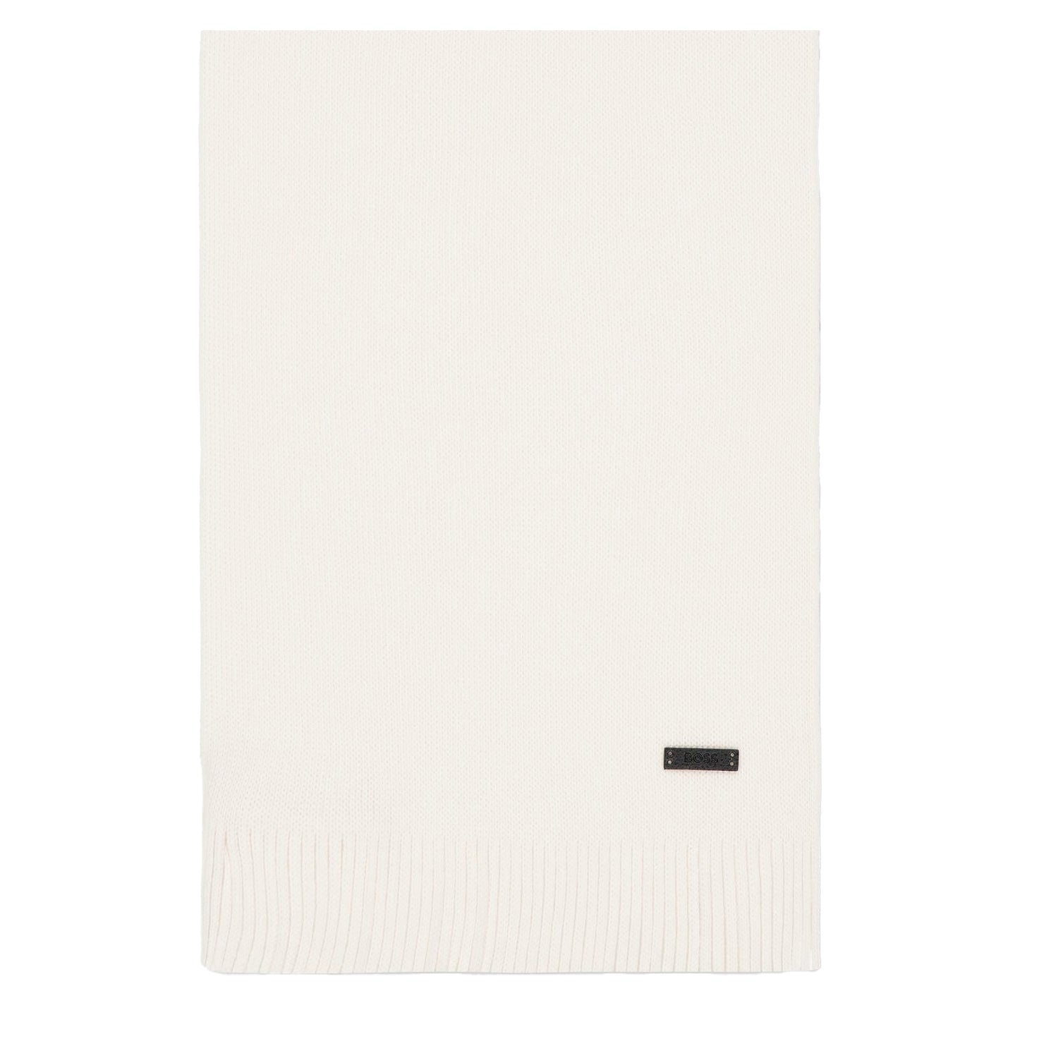 White - Back - Boss Albas Knitted Midweight Scarf