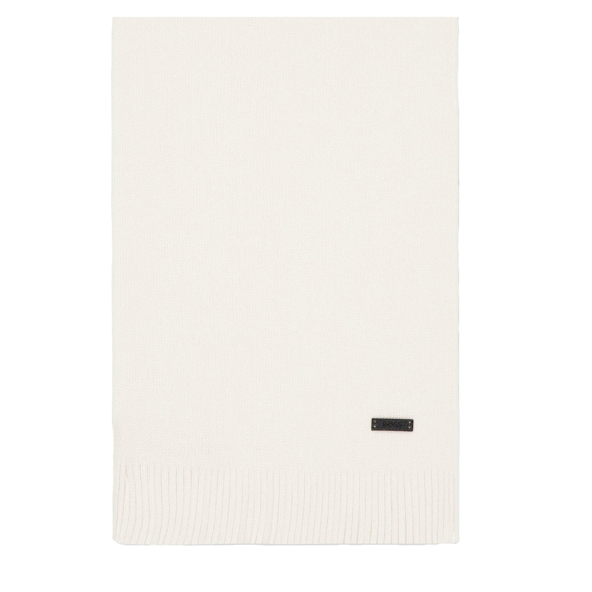 White - Back - Boss Albas Knitted Midweight Scarf