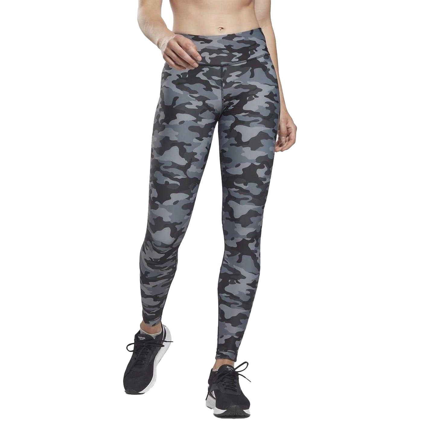 Black - Side - Reebok Womens-Ladies Camo Leggings