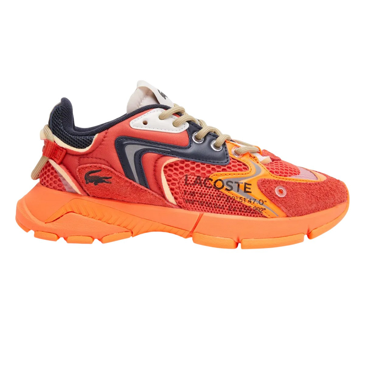 Red - Side - Lacoste Womens-Ladies L003 Neo Leather Detailing Trainers