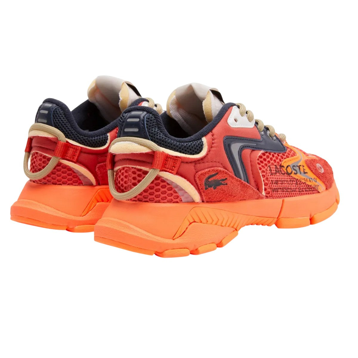 Red - Back - Lacoste Womens-Ladies L003 Neo Leather Detailing Trainers
