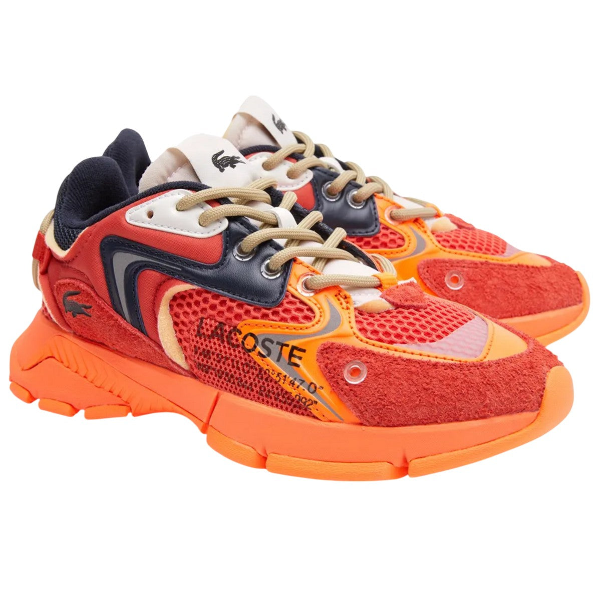 Red - Front - Lacoste Womens-Ladies L003 Neo Leather Detailing Trainers