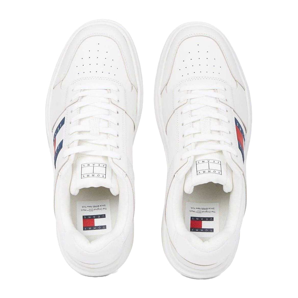 White - Back - Tommy Jeans Mens Leather Trainers