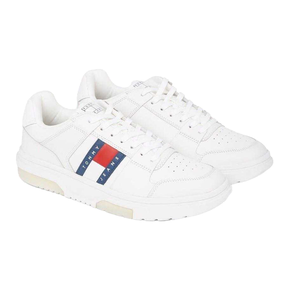 White - Side - Tommy Jeans Mens Leather Trainers