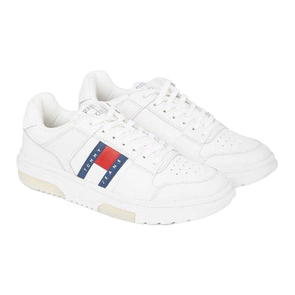 White - Side - Tommy Jeans Mens Leather Trainers