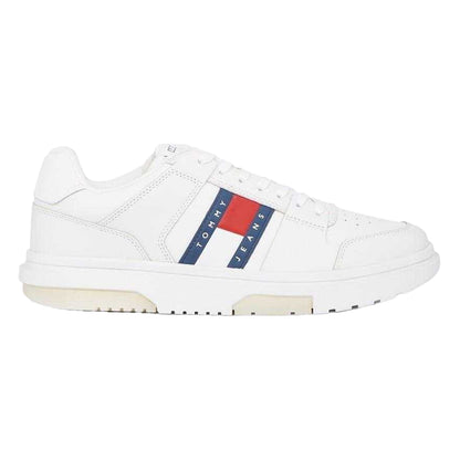 White - Front - Tommy Jeans Mens Leather Trainers