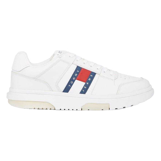White - Front - Tommy Jeans Mens Leather Trainers
