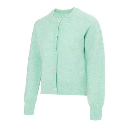 Green - Side - Miso Womens-Ladies Spandex Button Cardigan