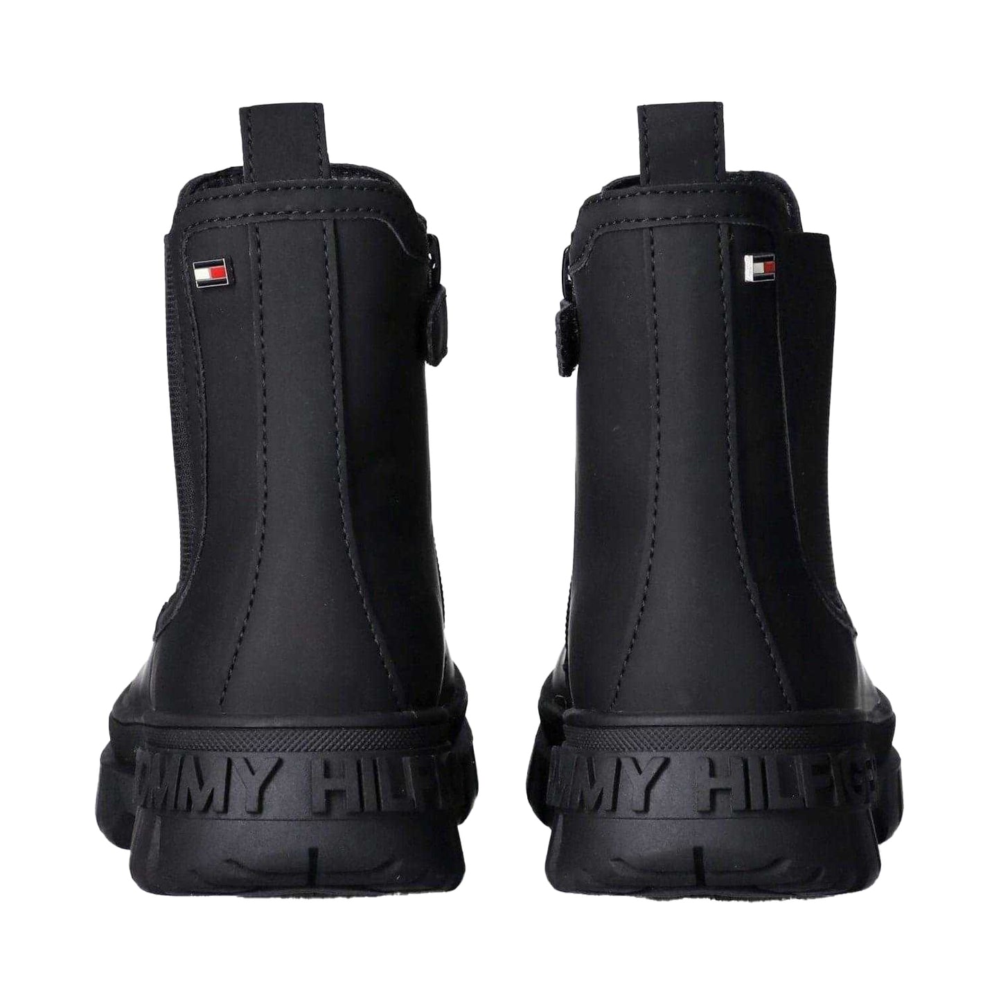 Black - Back - Tommy Hilfiger Womens-Ladies Rubber Chelsea Boots