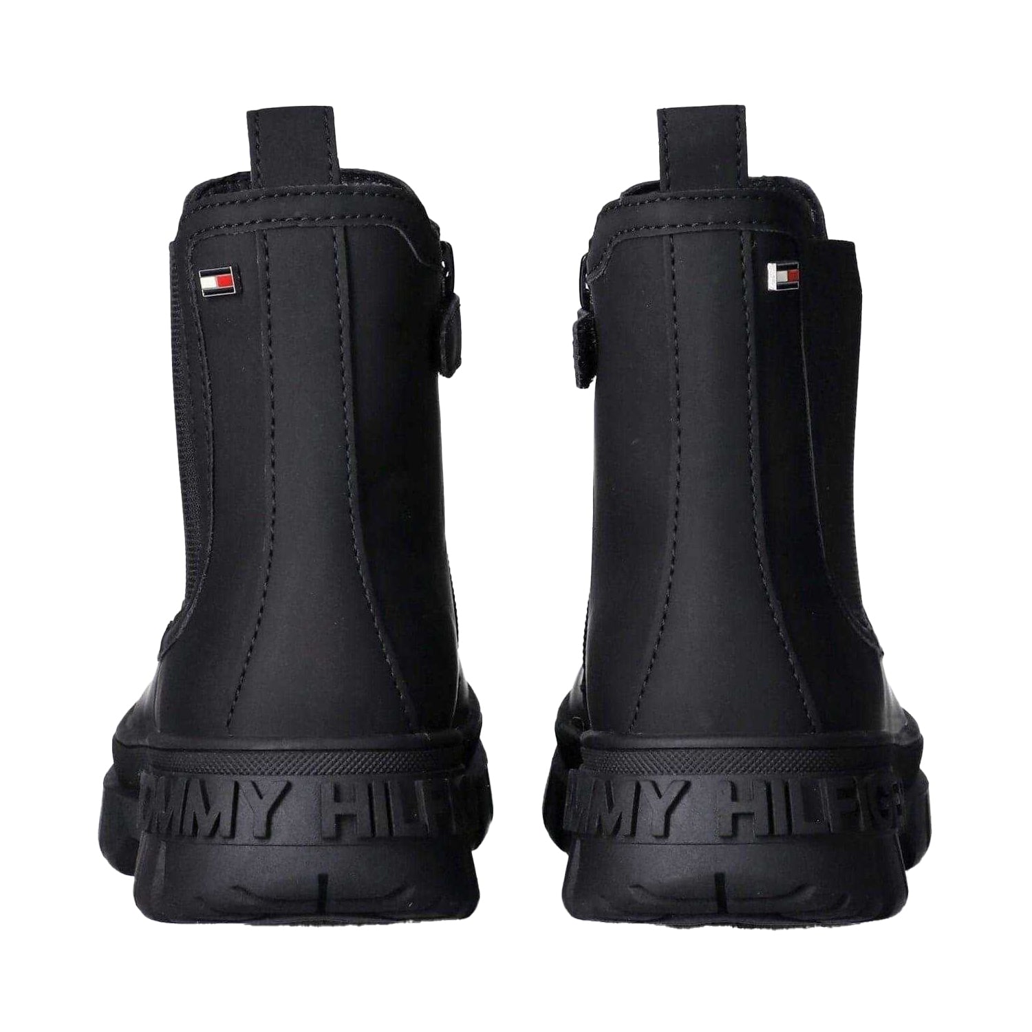 Black - Back - Tommy Hilfiger Womens-Ladies Rubber Chelsea Boots