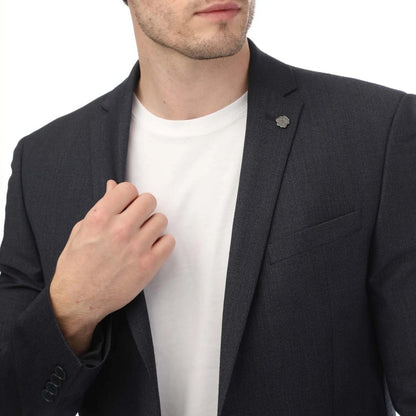 Navy - Side - Ted Baker Mens Forbyjs Puppytooth Suit Jacket