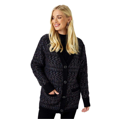 Metallic-Multicoloured - Side - Biba Womens-Ladies Geometric Knitted Cardigan