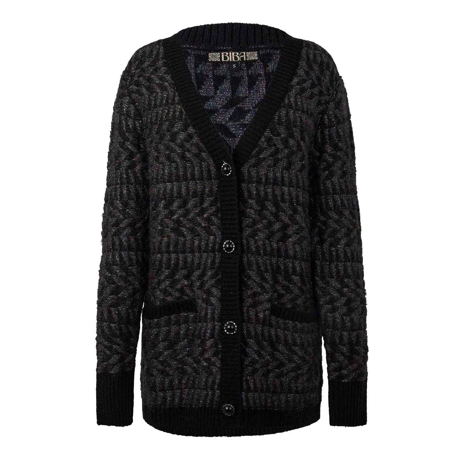 Metallic-Multicoloured - Front - Biba Womens-Ladies Geometric Knitted Cardigan