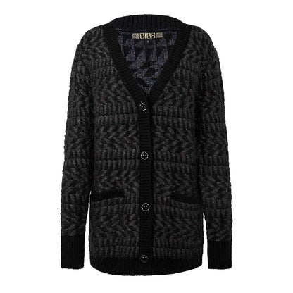 Metallic-Multicoloured - Front - Biba Womens-Ladies Geometric Knitted Cardigan