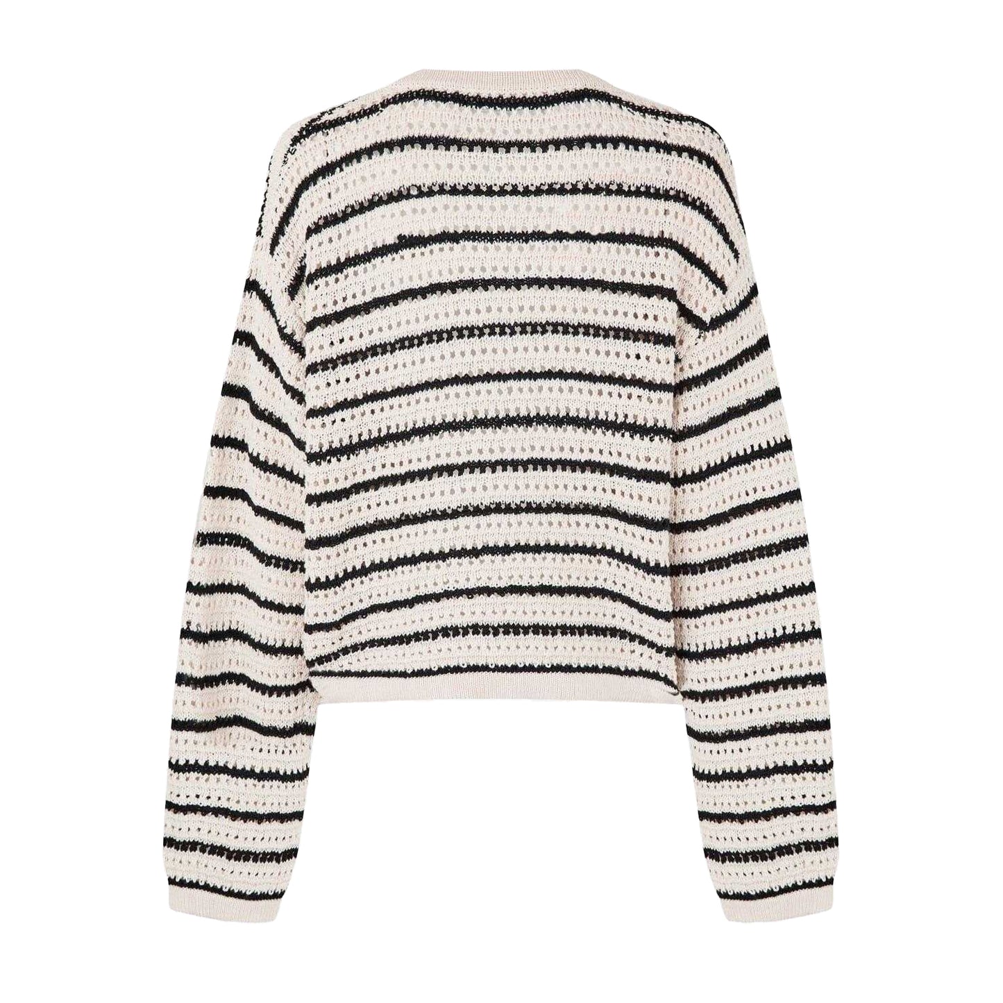 Black - Back - Edited Womens-Ladies Ida Stripe Crochet Cardigan