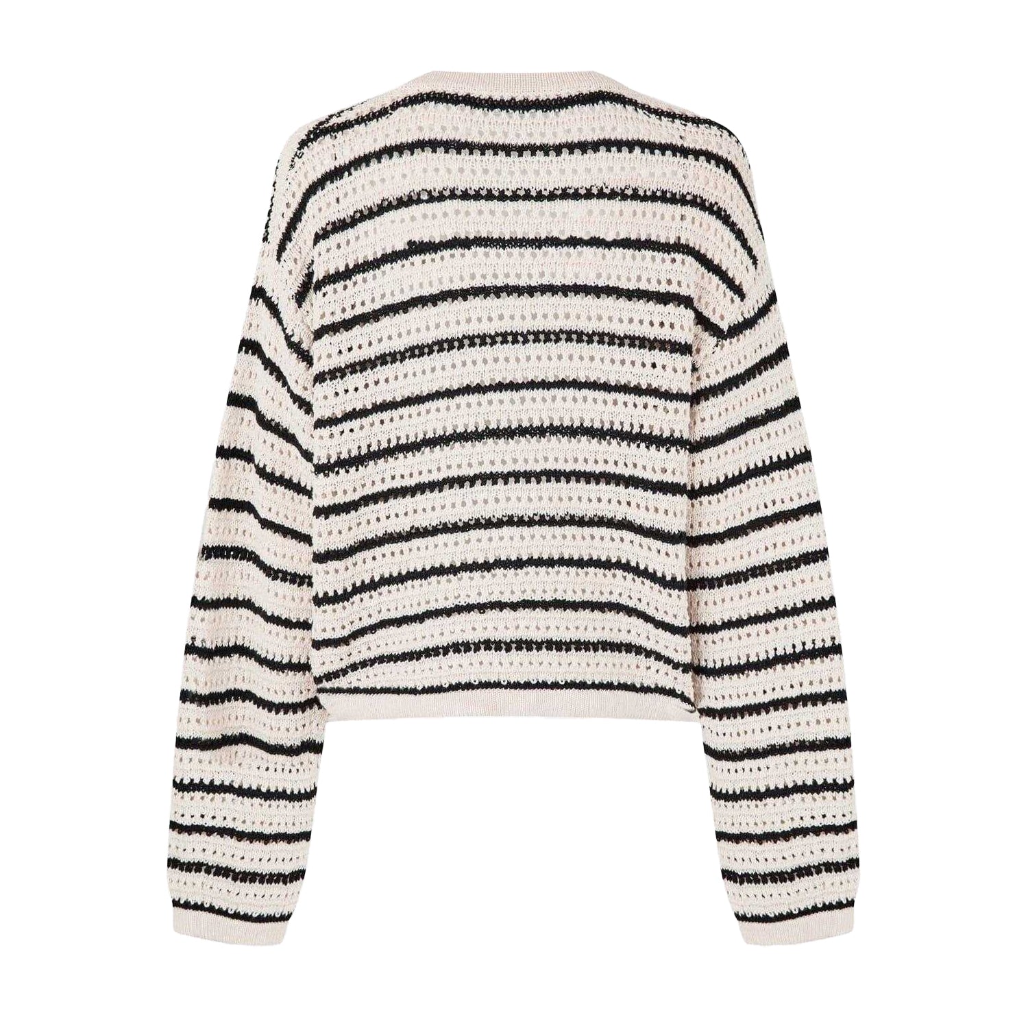 Black - Back - Edited Womens-Ladies Ida Stripe Crochet Cardigan
