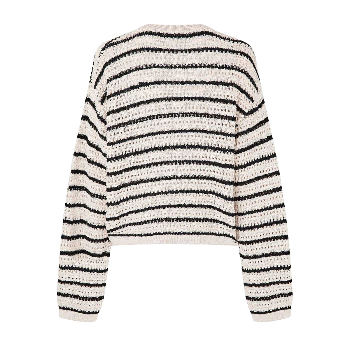 Black - Back - Edited Womens-Ladies Ida Stripe Crochet Cardigan