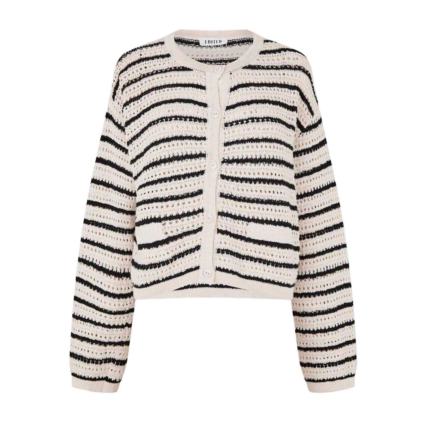 Black - Front - Edited Womens-Ladies Ida Stripe Crochet Cardigan