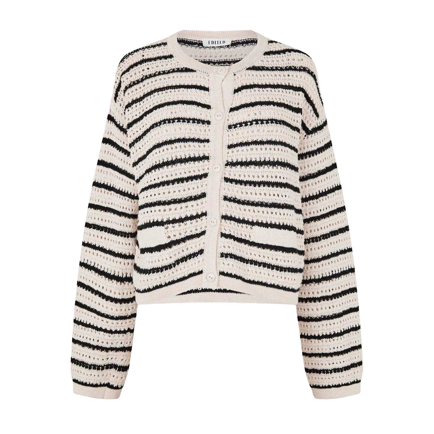 Black - Front - Edited Womens-Ladies Ida Stripe Crochet Cardigan