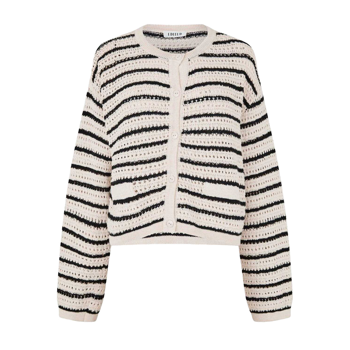 Black - Front - Edited Womens-Ladies Ida Stripe Crochet Cardigan