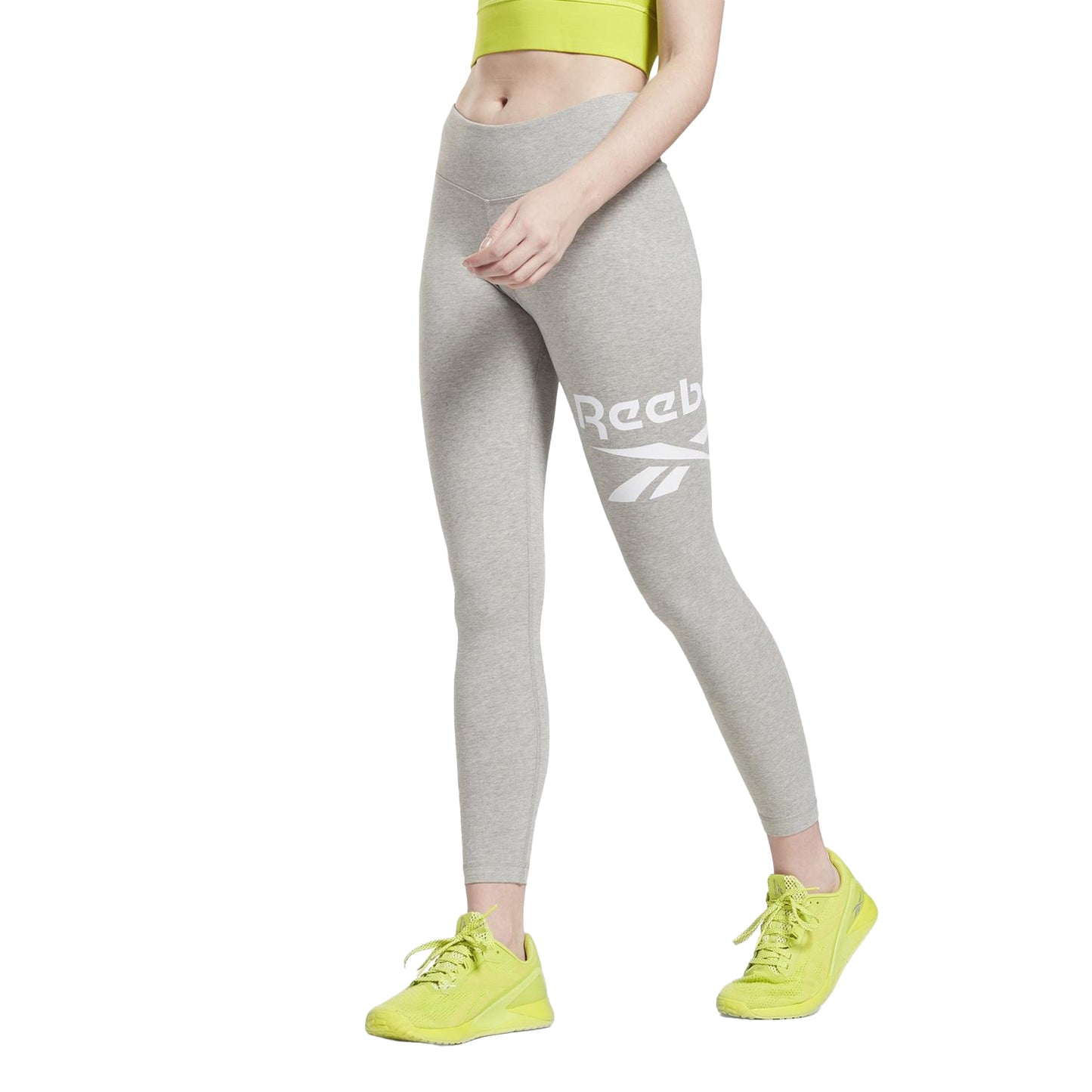 Medium Grey-White - Side - Reebok Womens-Ladies Skinny Leggings