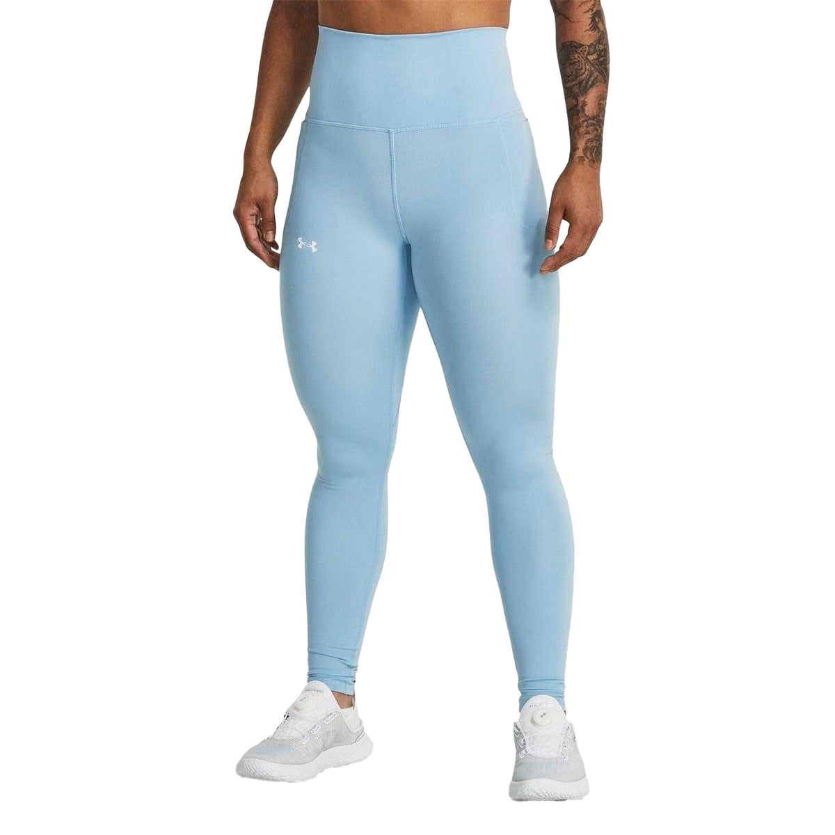 Blue - Side - Under Armour Womens-Ladies Meridian Slim Running Leggings