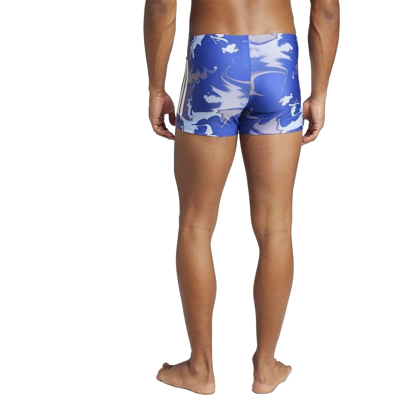 Lucid Blue - Back - Adidas Mens Graphic Print Snug Fit Swimming Trunks