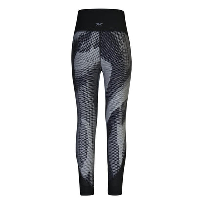 Black - Back - Reebok Womens-Ladies Abstract Skinny Leggings