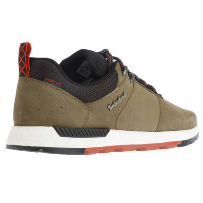 Khaki Green - Back - Timberland Mens Field Trekker Leather Walking Boots