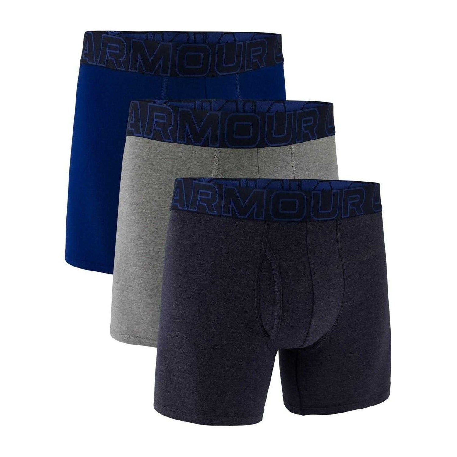 Navy-Steel - Front - Under Armour Mens Performance Boxer Briefs (Pack of 3)