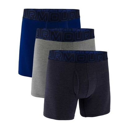 Navy-Steel - Front - Under Armour Mens Performance Boxer Briefs (Pack of 3)