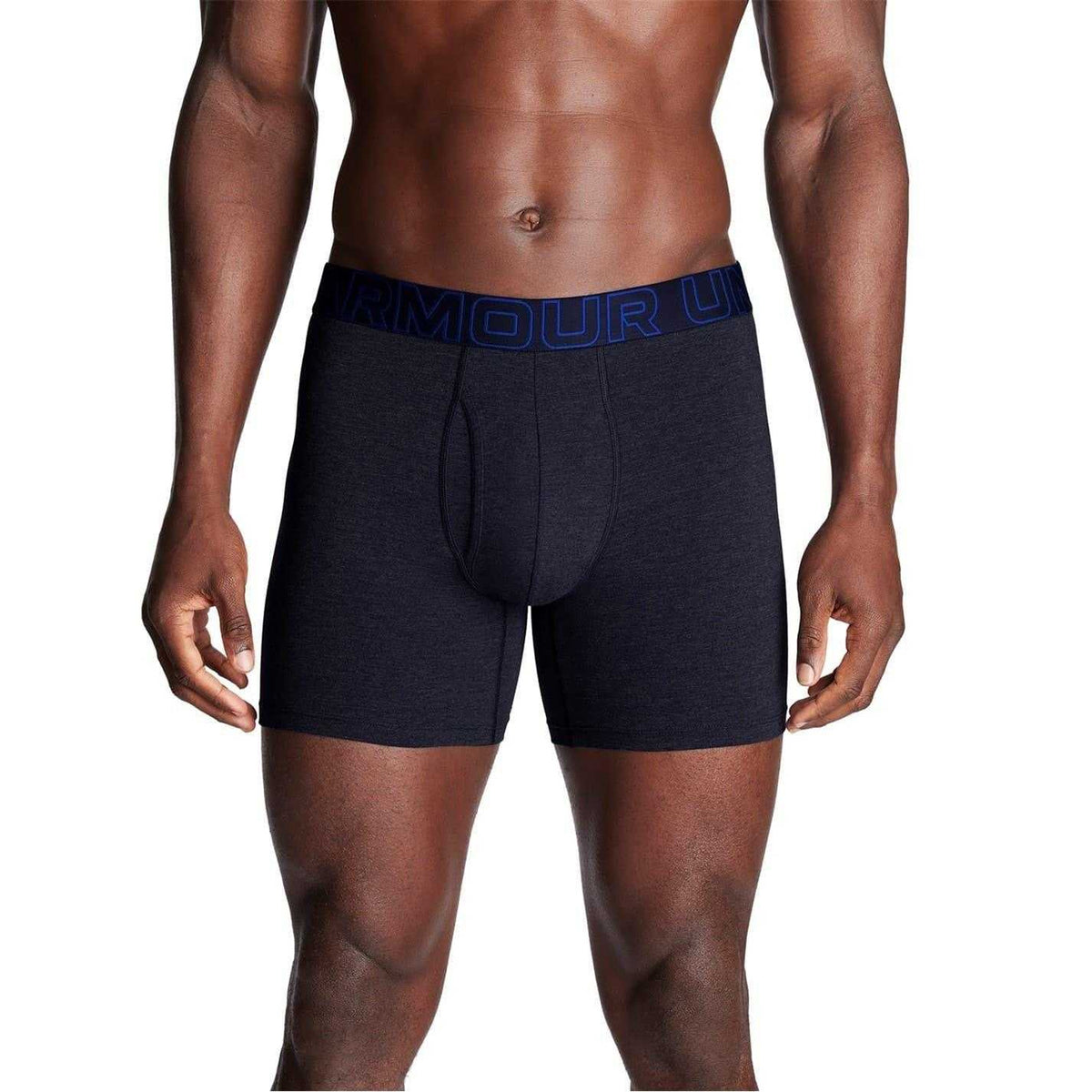 Navy-Steel - Side - Under Armour Mens Performance Boxer Briefs (Pack of 3)