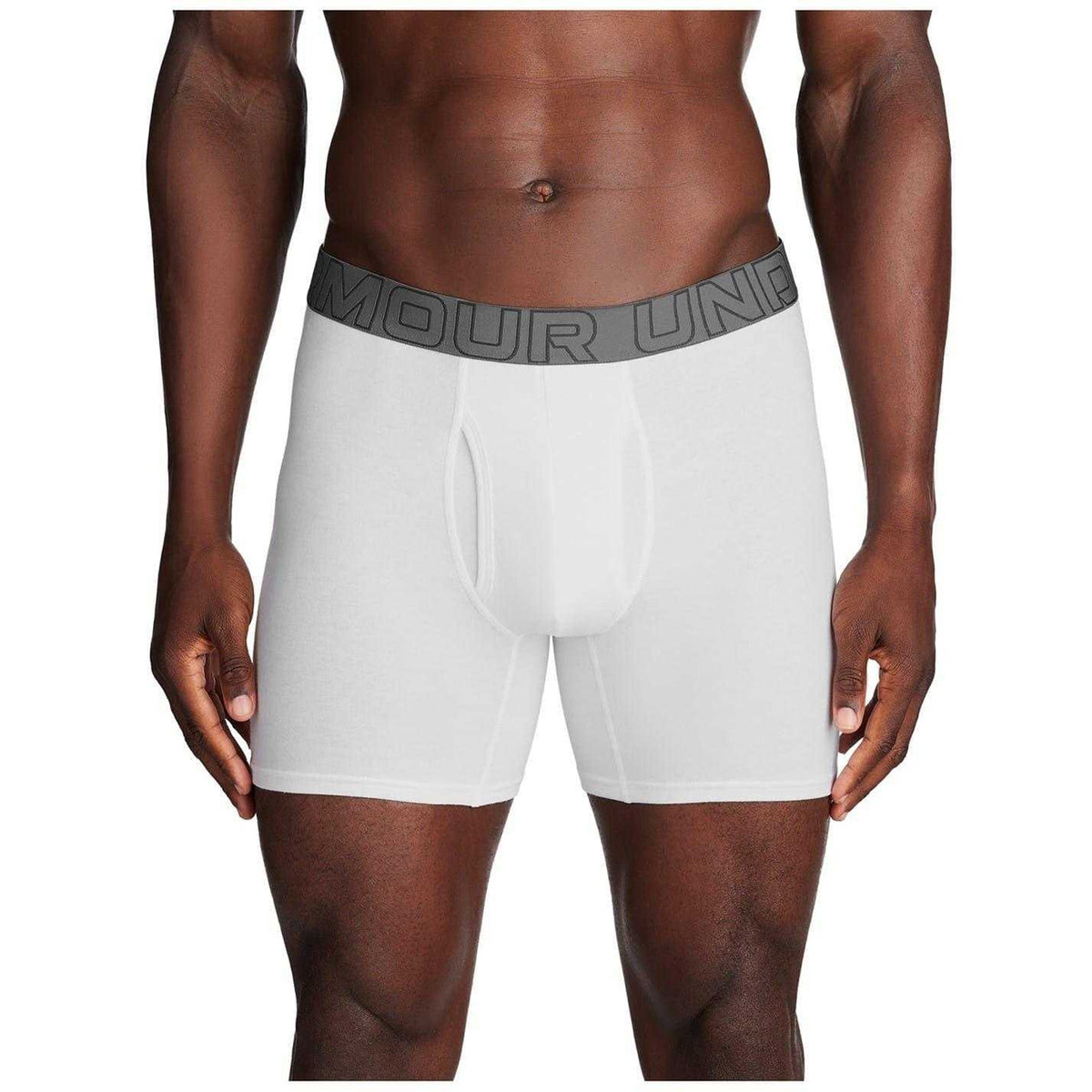 White - Side - Under Armour Mens Performance Boxer Briefs (Pack of 3)