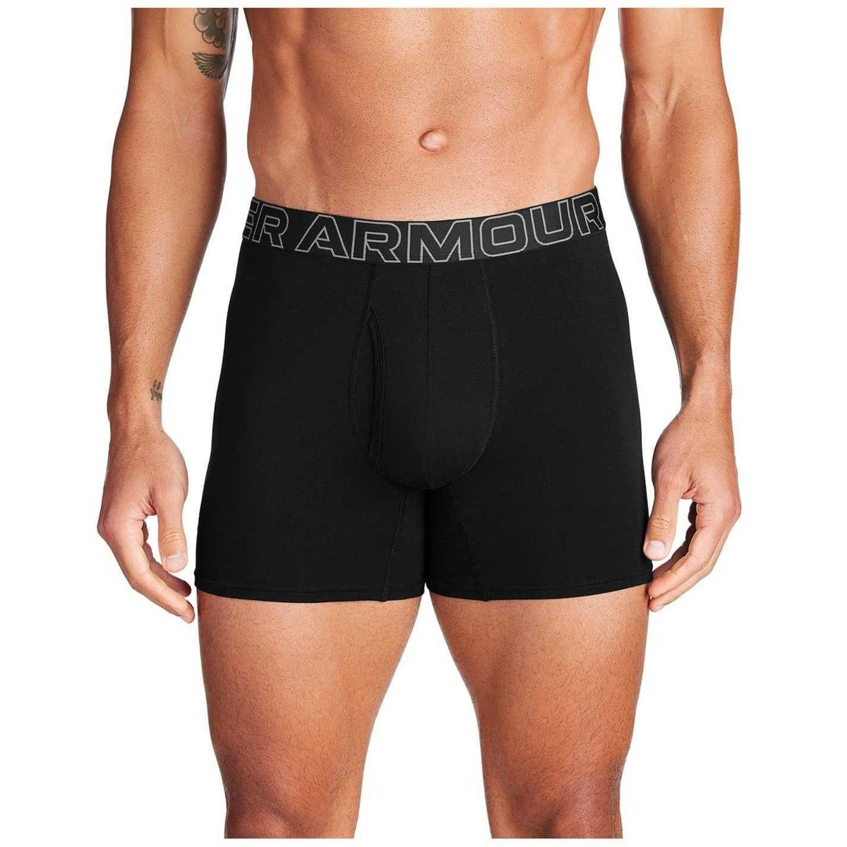 Black - Side - Under Armour Mens Performance Boxer Briefs (Pack of 3)