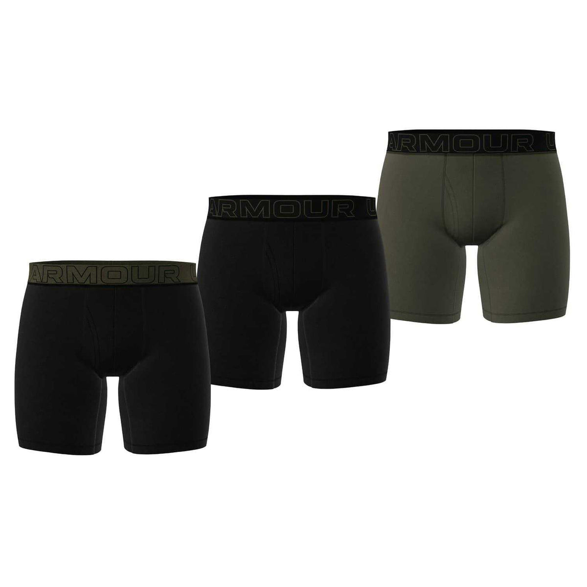 Black-Green - Front - Under Armour Mens Performance Boxer Briefs (Pack of 3)
