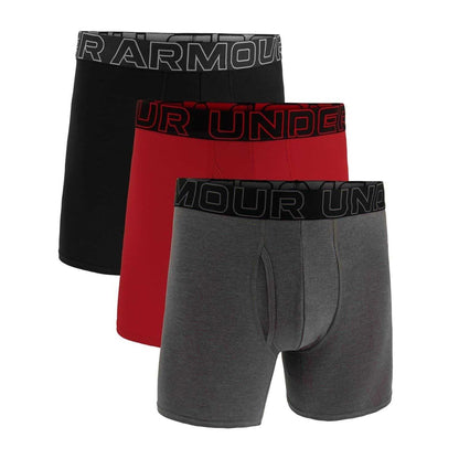 Black-Red-Grey - Front - Under Armour Mens Performance Boxer Briefs (Pack of 3)