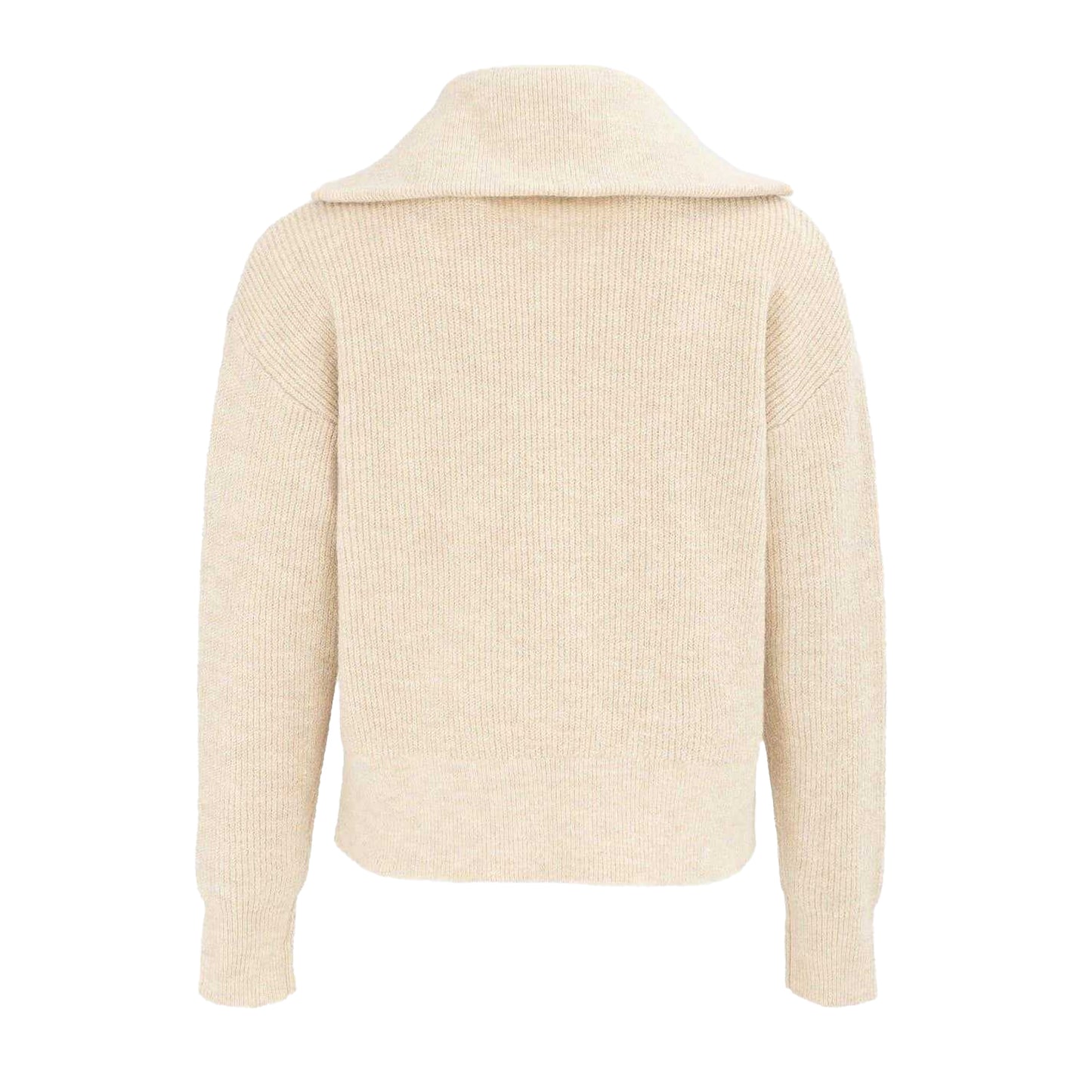 Cream - Back - Miso Womens-Ladies Ribbed Full Zip Regular Casual Cardigan
