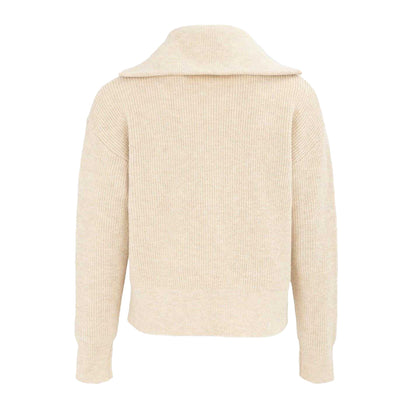 Cream - Back - Miso Womens-Ladies Ribbed Full Zip Regular Casual Cardigan